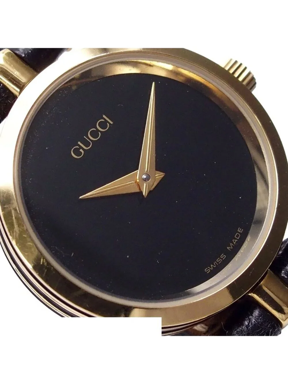 Gucci Sherry Line Black SS Leather Vintage Watch